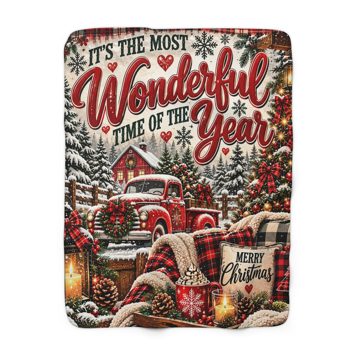 Christmas Wonderful Time of Year Cozy Sherpa Blanket