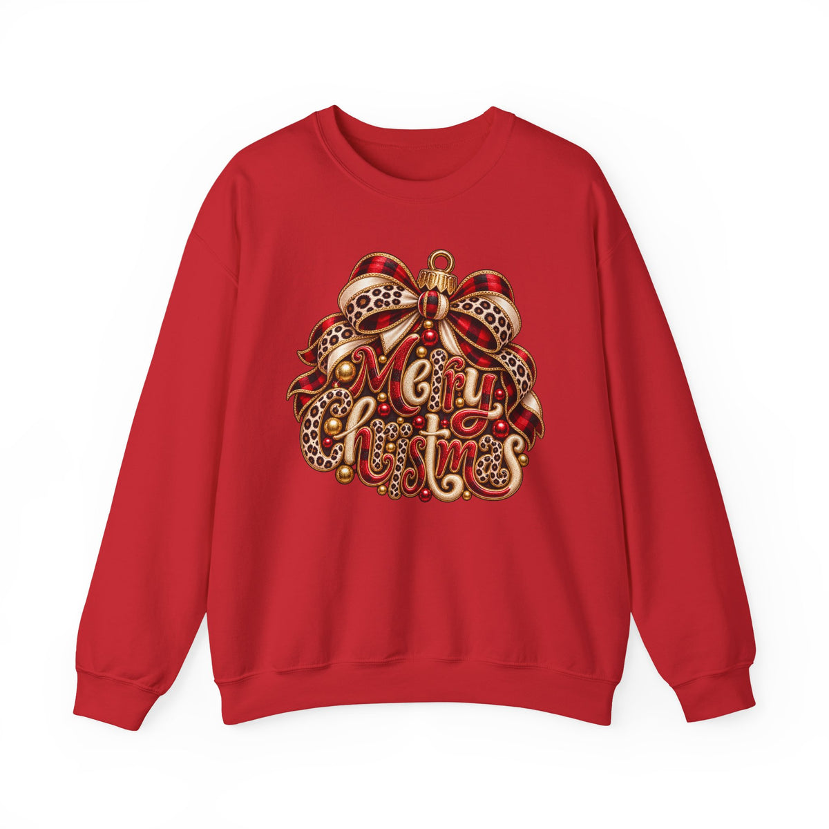 Christmas Leopard Ribbon Crewneck Sweatshirt