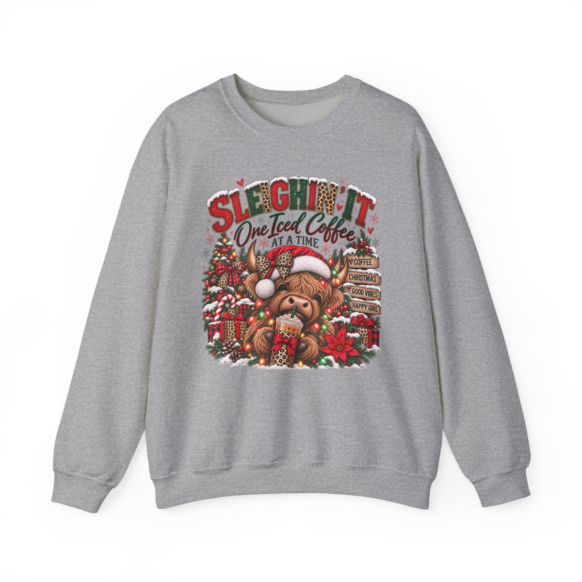 “Sleighin’ It One Iced Coffee at a Time” Christmas Sweatshirt