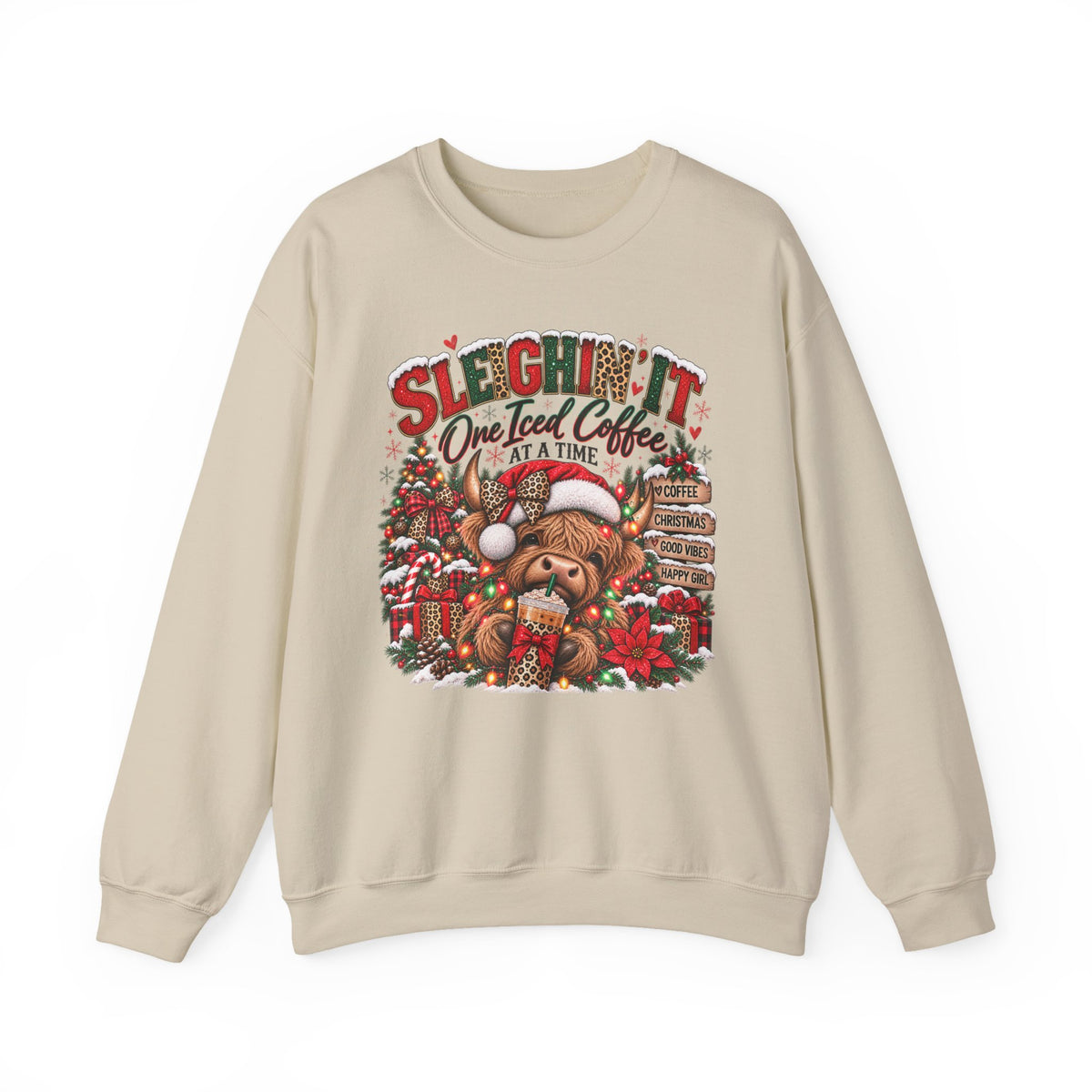 “Sleighin’ It One Iced Coffee at a Time” Christmas Sweatshirt