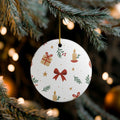 Christmas Ceramic Ornament - Holiday Candles, Gifts & Bow Pattern Decoration