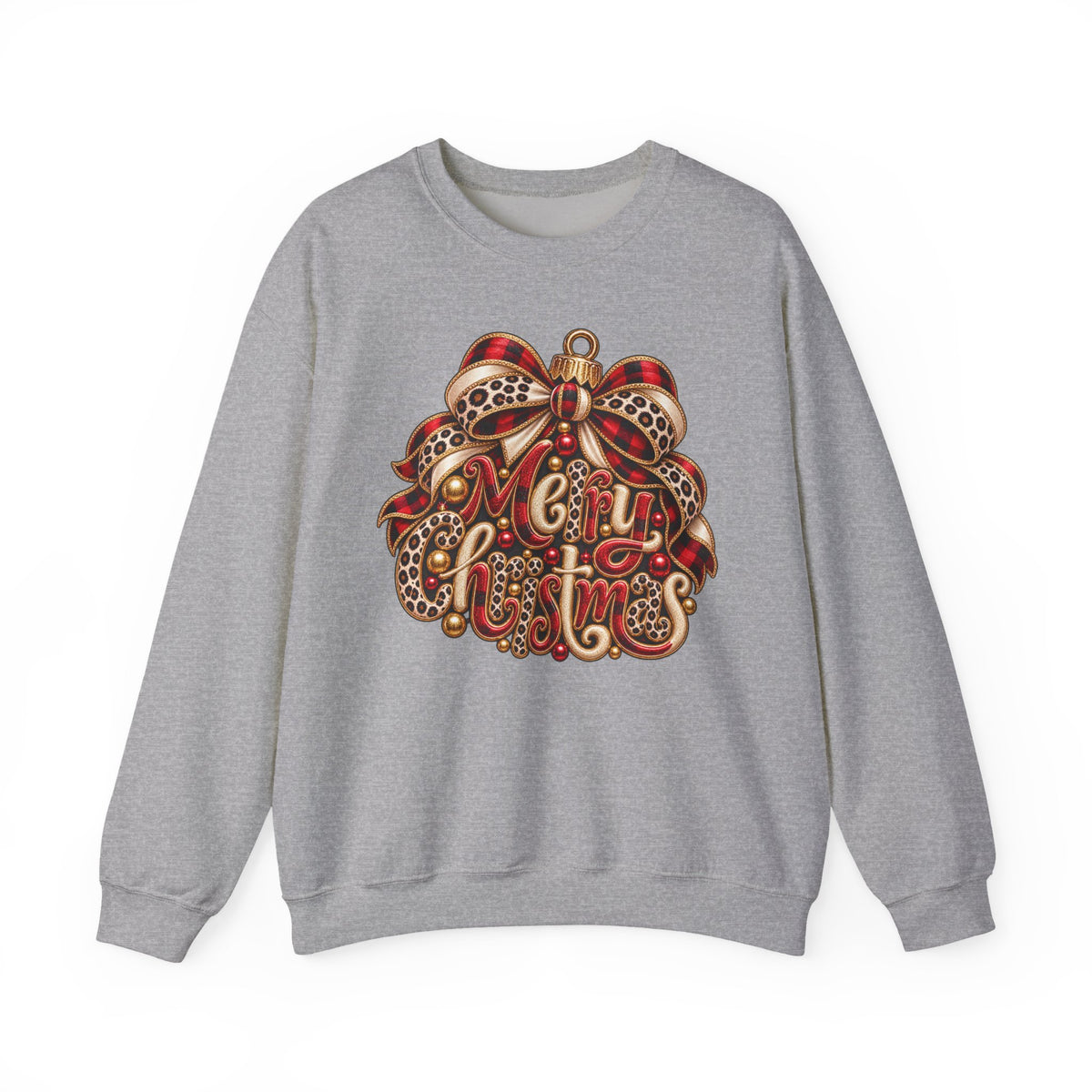 Christmas Leopard Ribbon Crewneck Sweatshirt