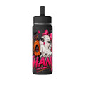 Mini Water Bottle — Cute Ghost 'Boo Thang' Graphic with Leopard Hearts