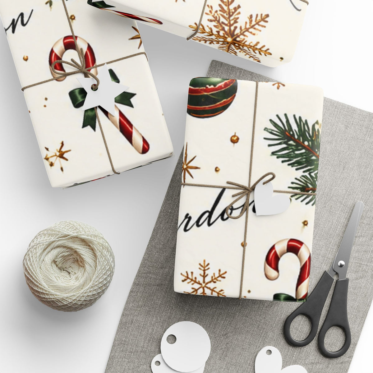 CUSTOM Christmas Candy Cane & Pine Holiday Wrapping Paper Roll