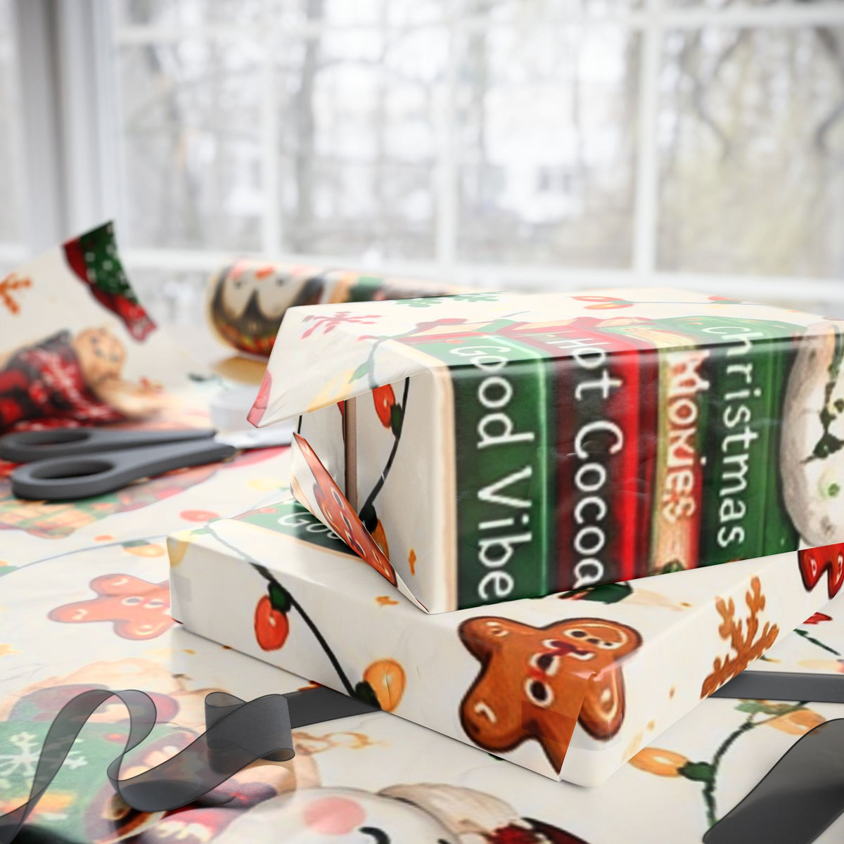 Christmas Cookie Pattern Wrapping Paper Roll