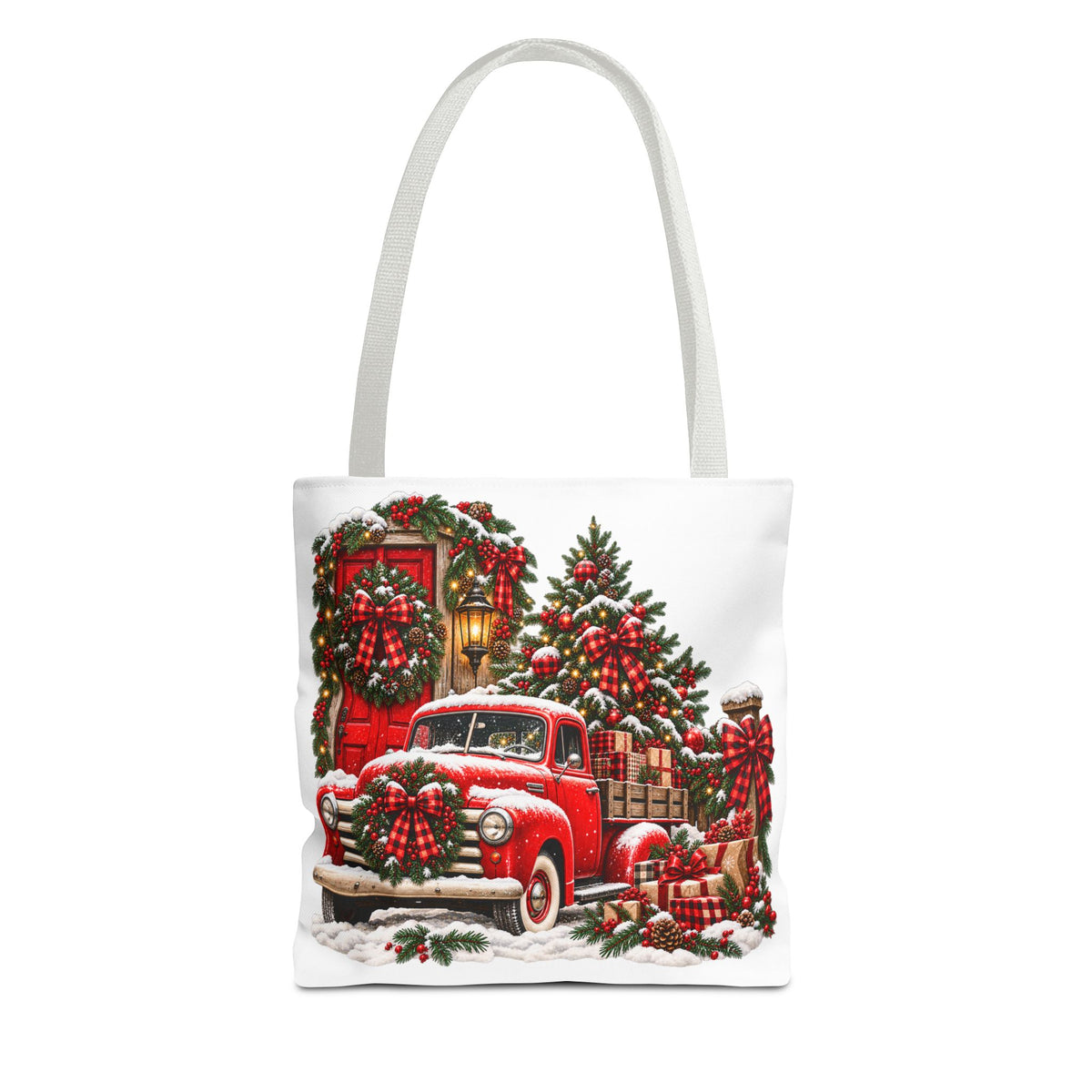 Vintage Christmas Red Truck Holiday Tote Bag