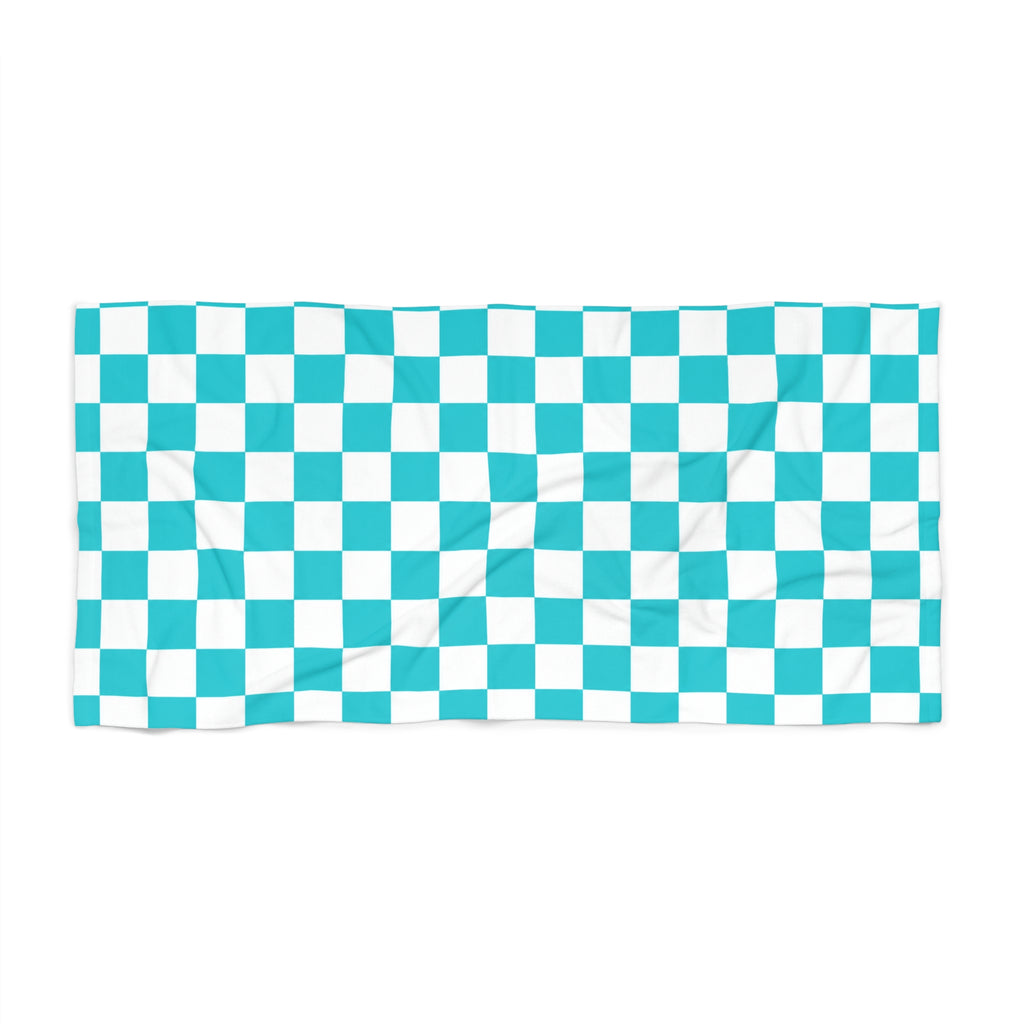 Turquoise Checkered Beach Towel