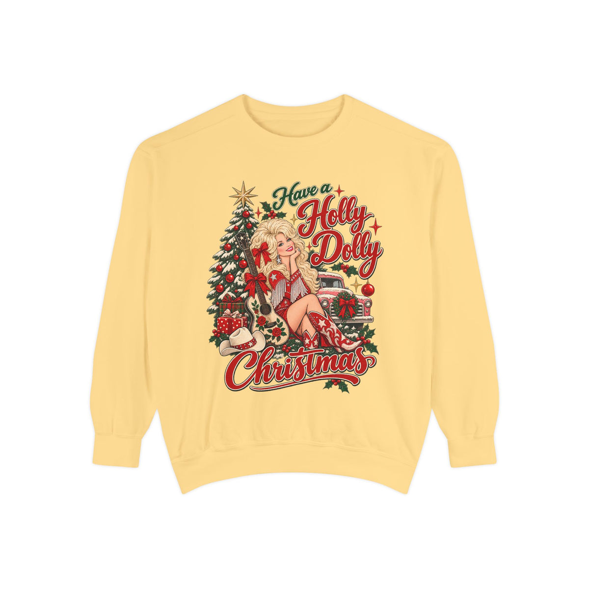 Holly Jolly Christmas Sweatshirt — Vintage Pin-Up Holiday Graphic