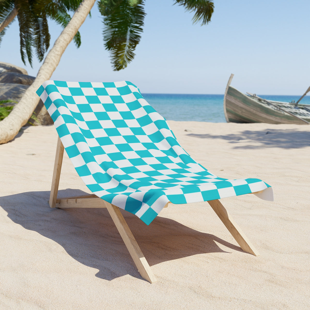 Turquoise Checkered Beach Towel