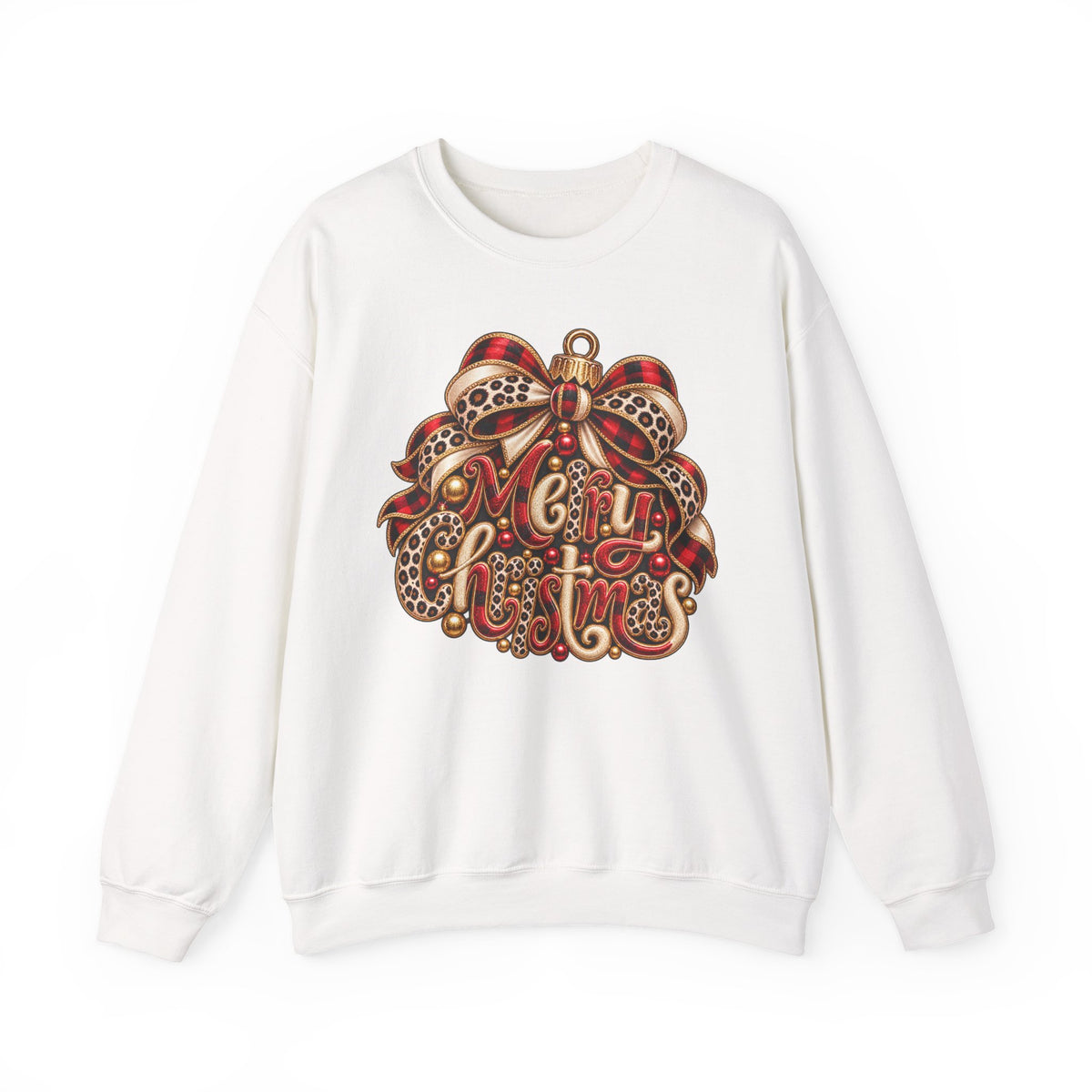Christmas Leopard Ribbon Crewneck Sweatshirt