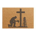 Doormat — Oilfield Prayer Welcome Mat (Praying Worker, Cross & Rig)