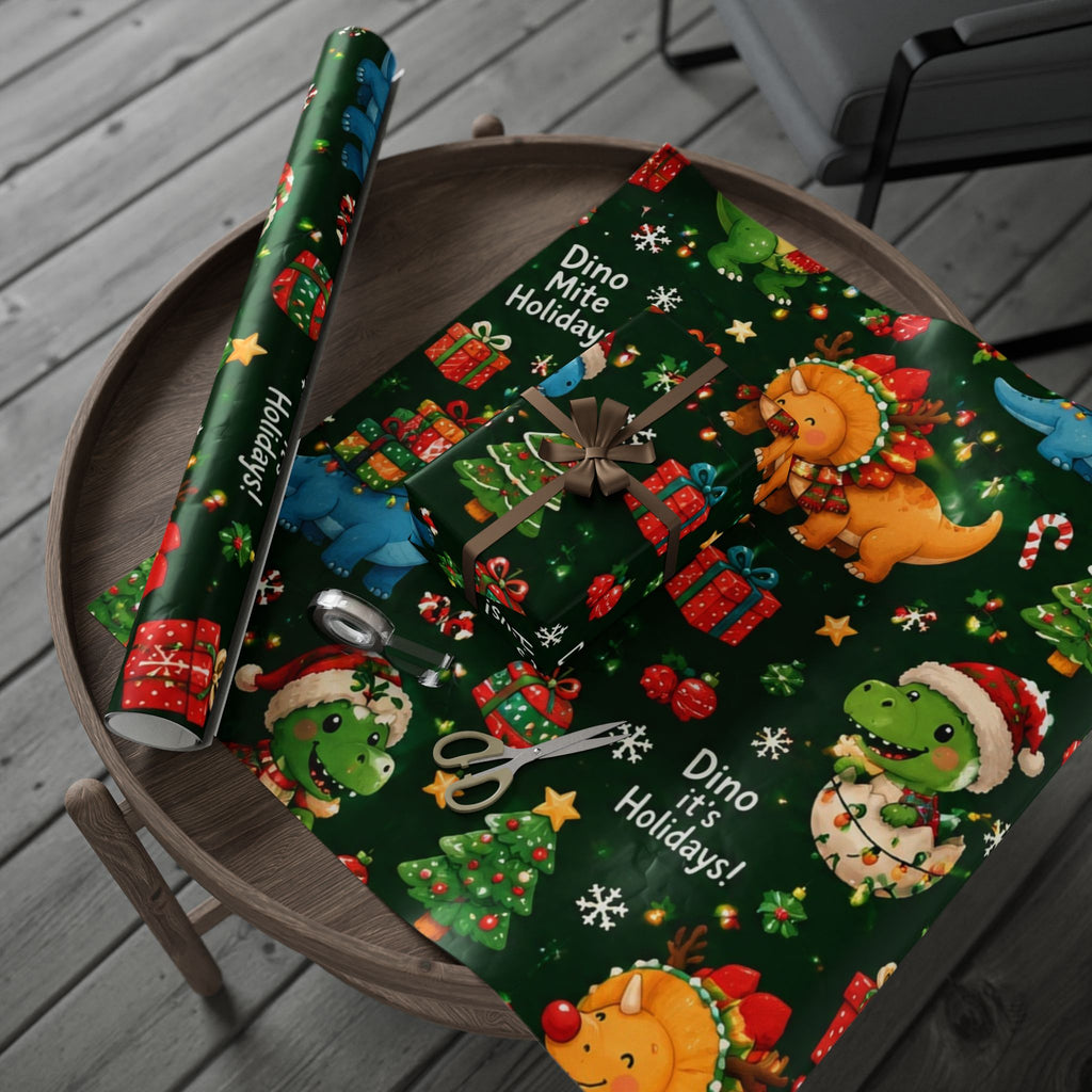 Christmas Dino Wrapping Paper Roll