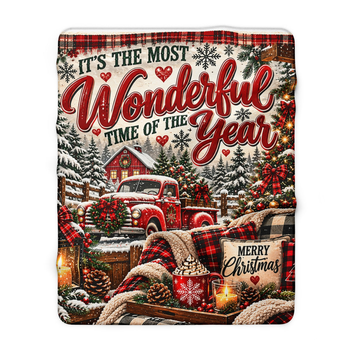 Christmas Wonderful Time of Year Cozy Sherpa Blanket