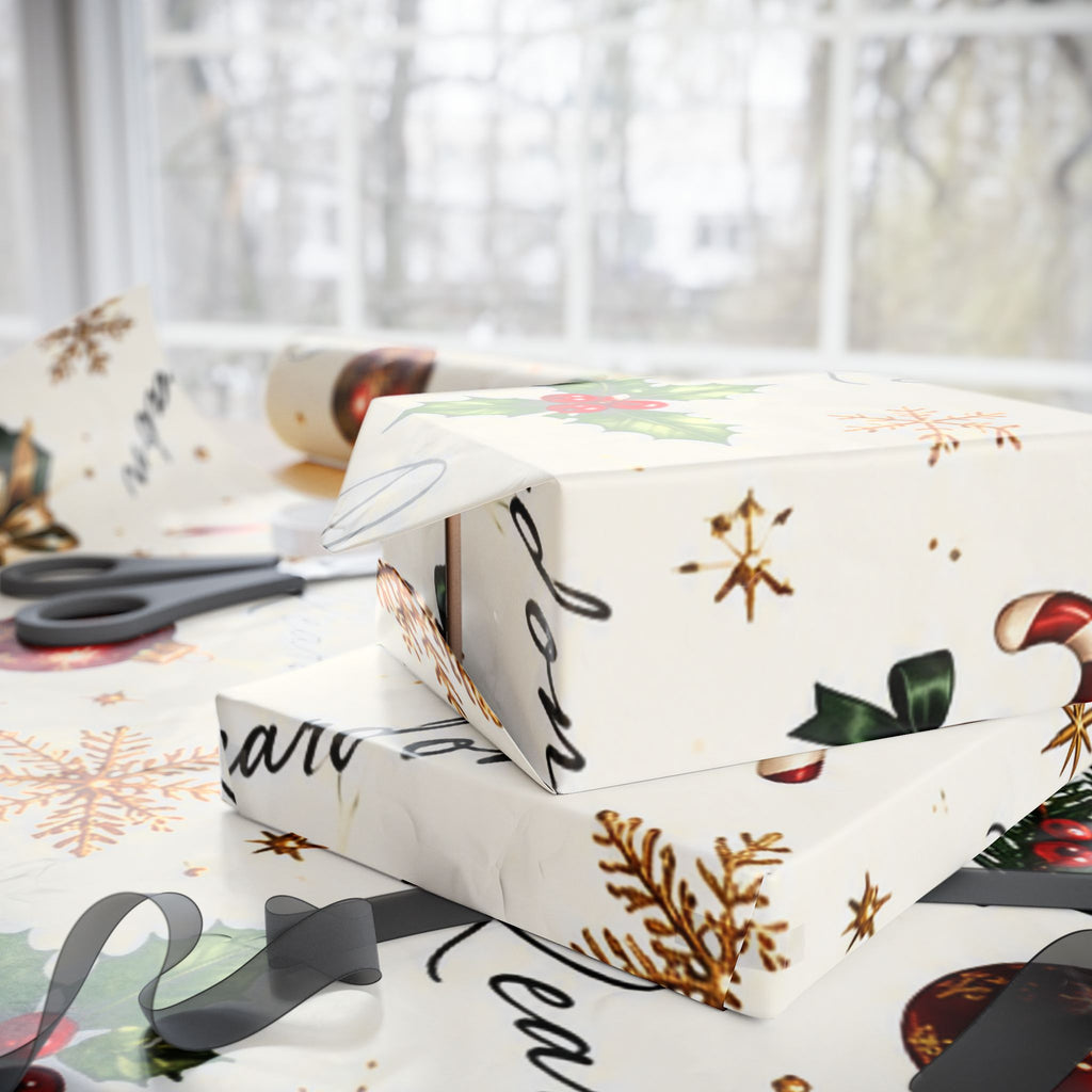 CUSTOM Christmas Candy Cane & Pine Holiday Wrapping Paper Roll