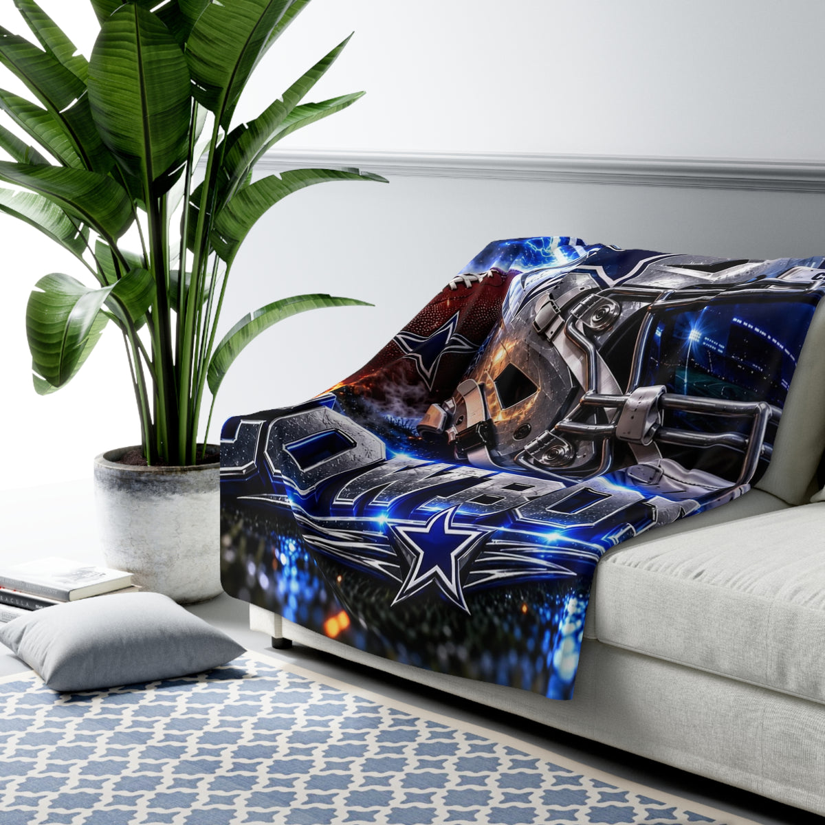 Cowboys Football Sherpa Blanket