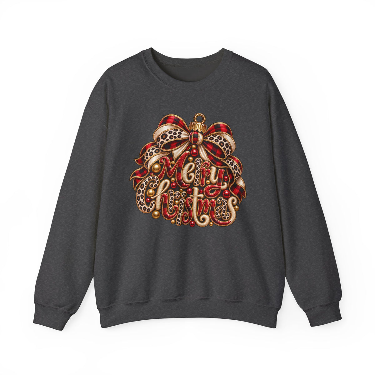 Christmas Leopard Ribbon Crewneck Sweatshirt