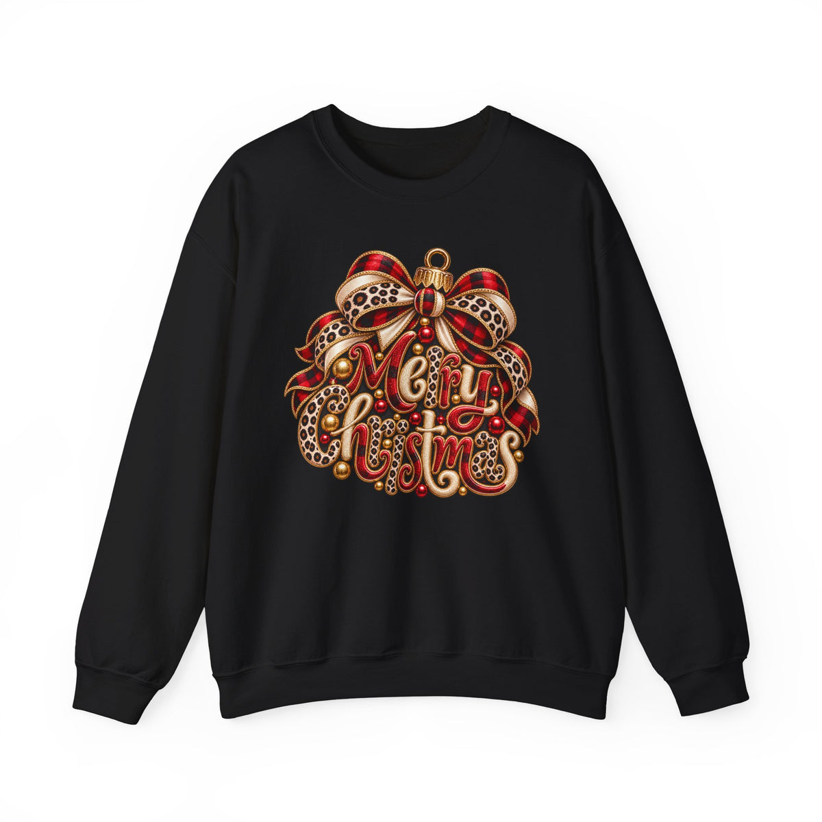 Christmas Leopard Ribbon Crewneck Sweatshirt