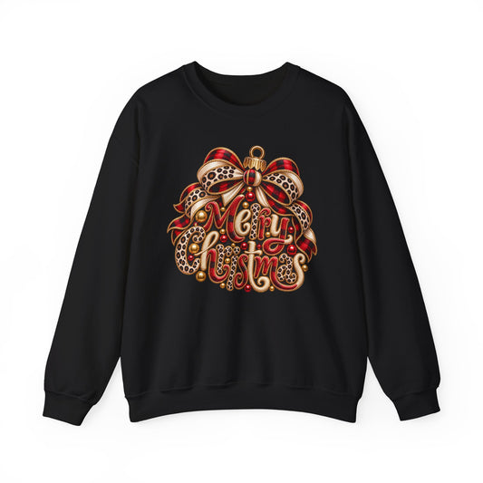 Christmas Leopard Ribbon Crewneck Sweatshirt
