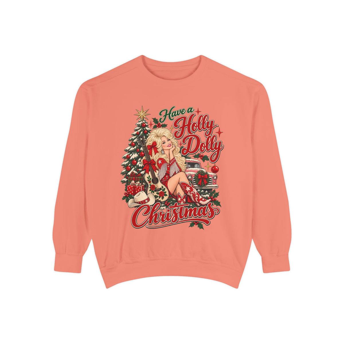 Holly Jolly Christmas Sweatshirt — Vintage Pin-Up Holiday Graphic