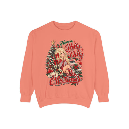 Holly Jolly Christmas Sweatshirt — Vintage Pin-Up Holiday Graphic