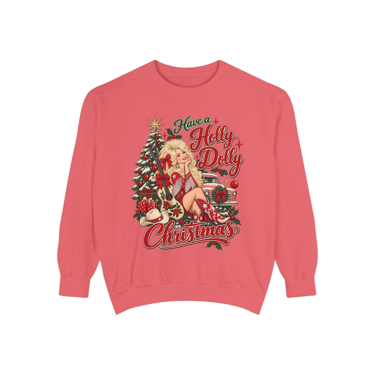 Holly Jolly Christmas Sweatshirt — Vintage Pin-Up Holiday Graphic