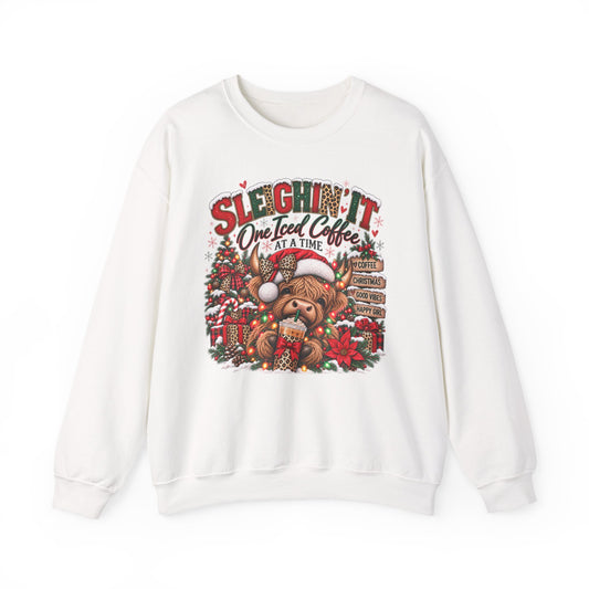 “Sleighin’ It One Iced Coffee at a Time” Christmas Sweatshirt