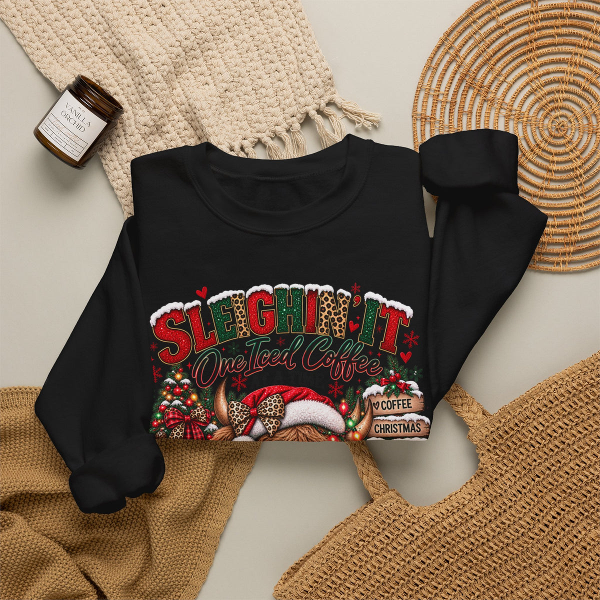 “Sleighin’ It One Iced Coffee at a Time” Christmas Sweatshirt