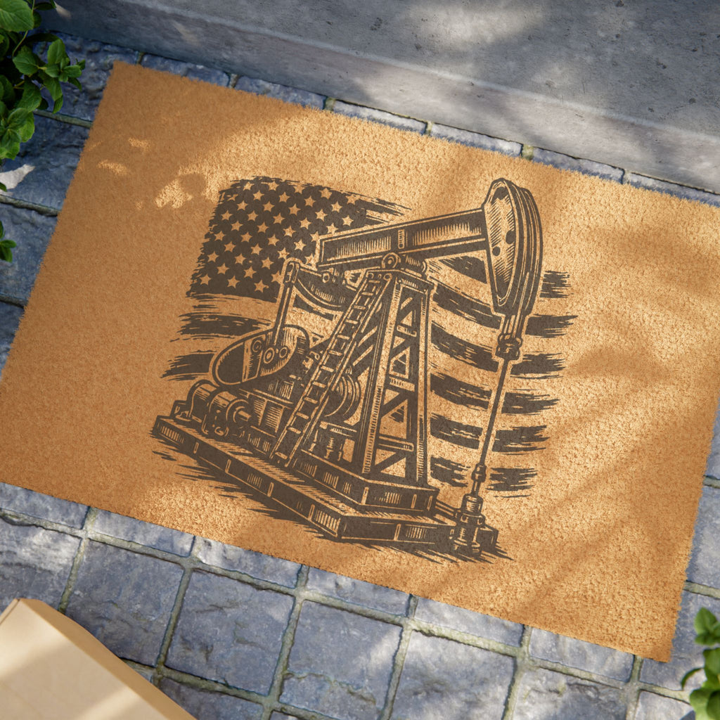 Oil Rig Doormat - American Flag Welcome Mat for Oilfield Workers