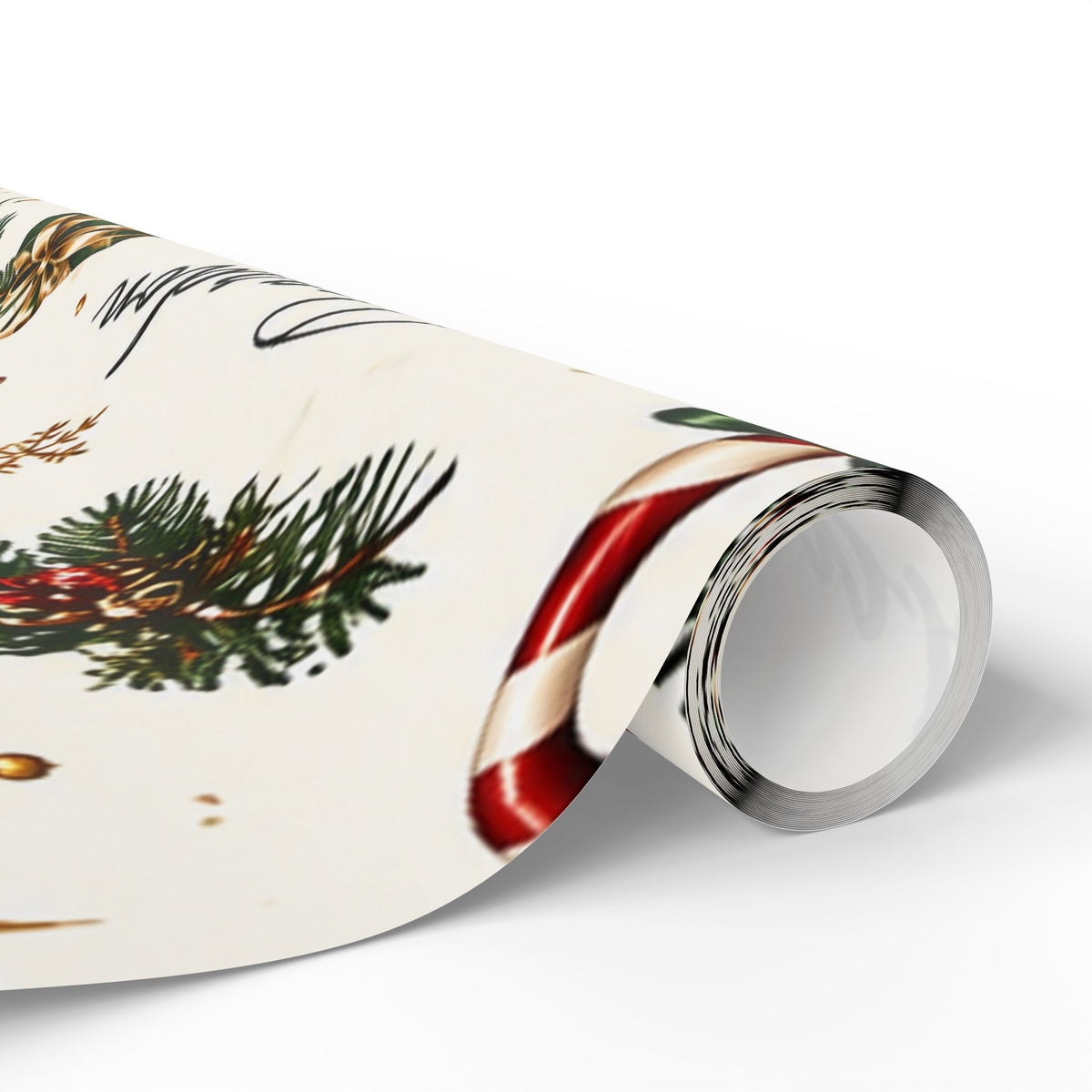 CUSTOM Christmas Candy Cane & Pine Holiday Wrapping Paper Roll