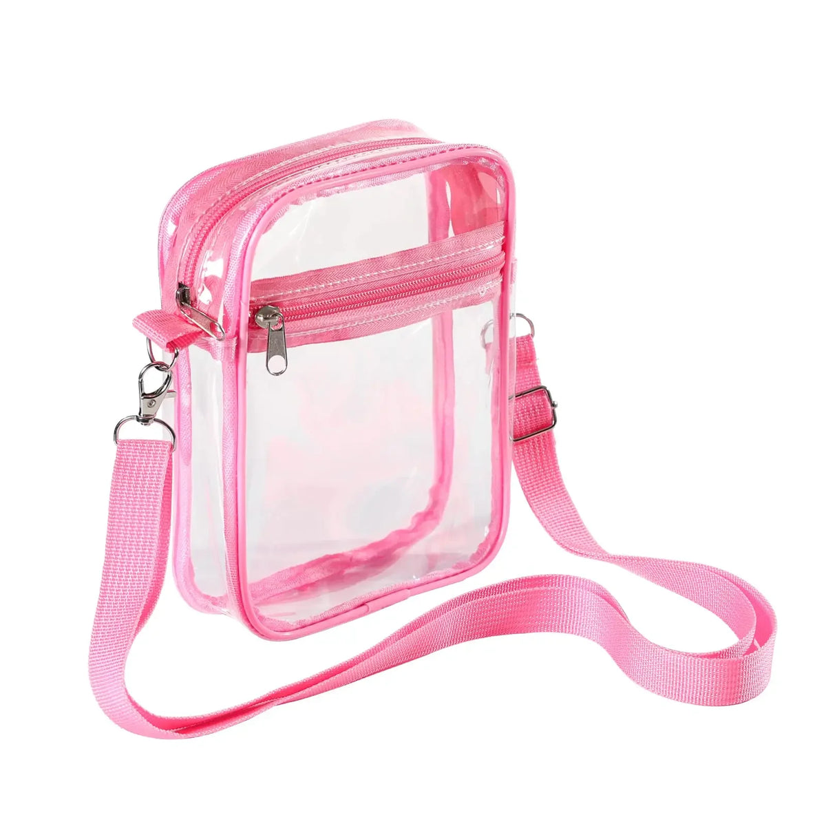 Women Clear Shoulder Bag Stadium Approved PVC Concert Transparent Purse Simple Crossbody Bag With Front Pocket Casual Handbag